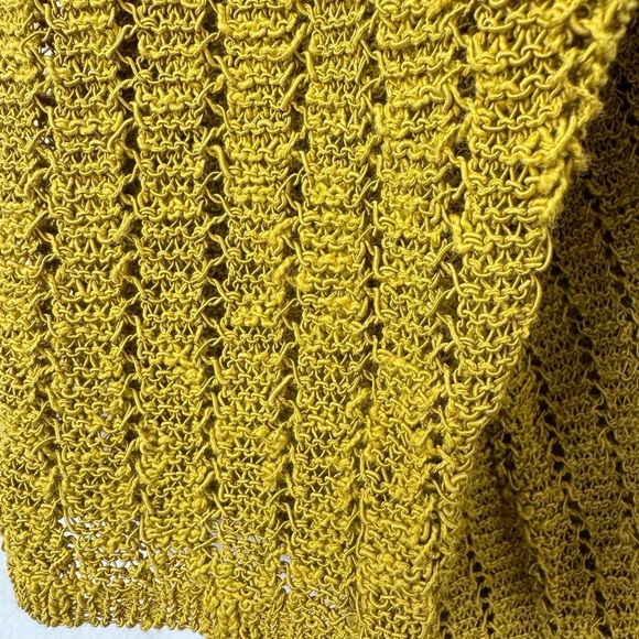 NWT J Jill Size XL Textured Gilded Coin Open Stitch Knit Sweater Mustard Boho - Picture 6 of 6